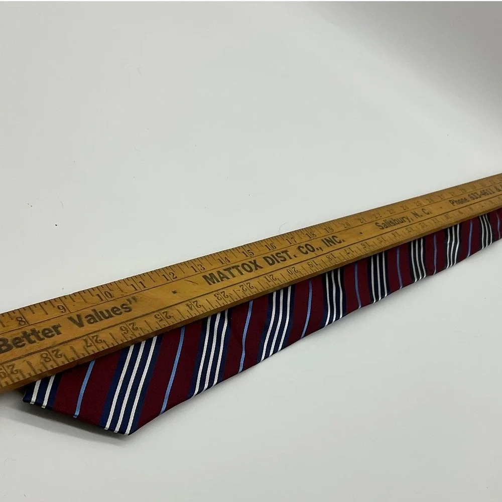 Nautica Silk Necktie Mens Burgundy Navy Striped Classic Business Accessory